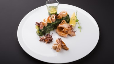 Tintenfische mit Spinat